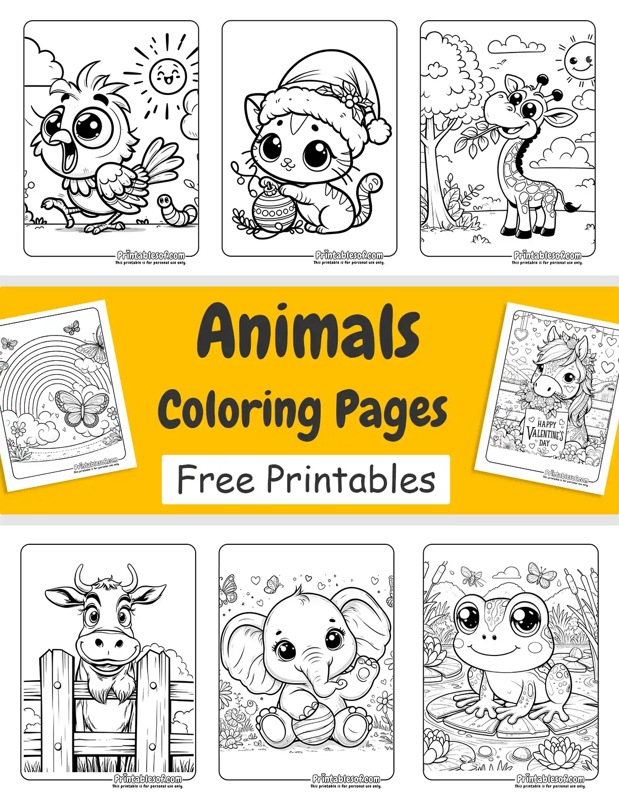 Animal Coloring Pages - Free PDF Download - Printablesof